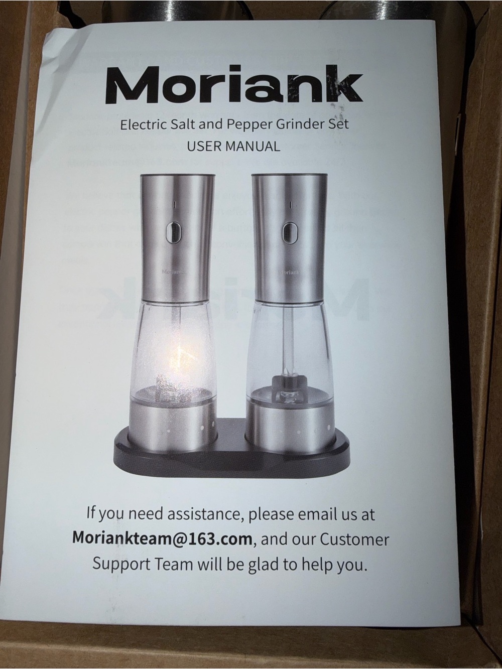 Moriank Electric Salt and Pepper Grinder Set - Silver/Clear